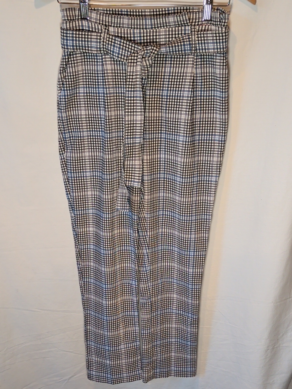 Jules & Leopold Black and White Plaid Paperbag Waist Pants